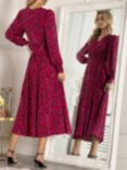 Jolie Moi Vivian Long Sleeve Animal Print Maxi Dress, Pink