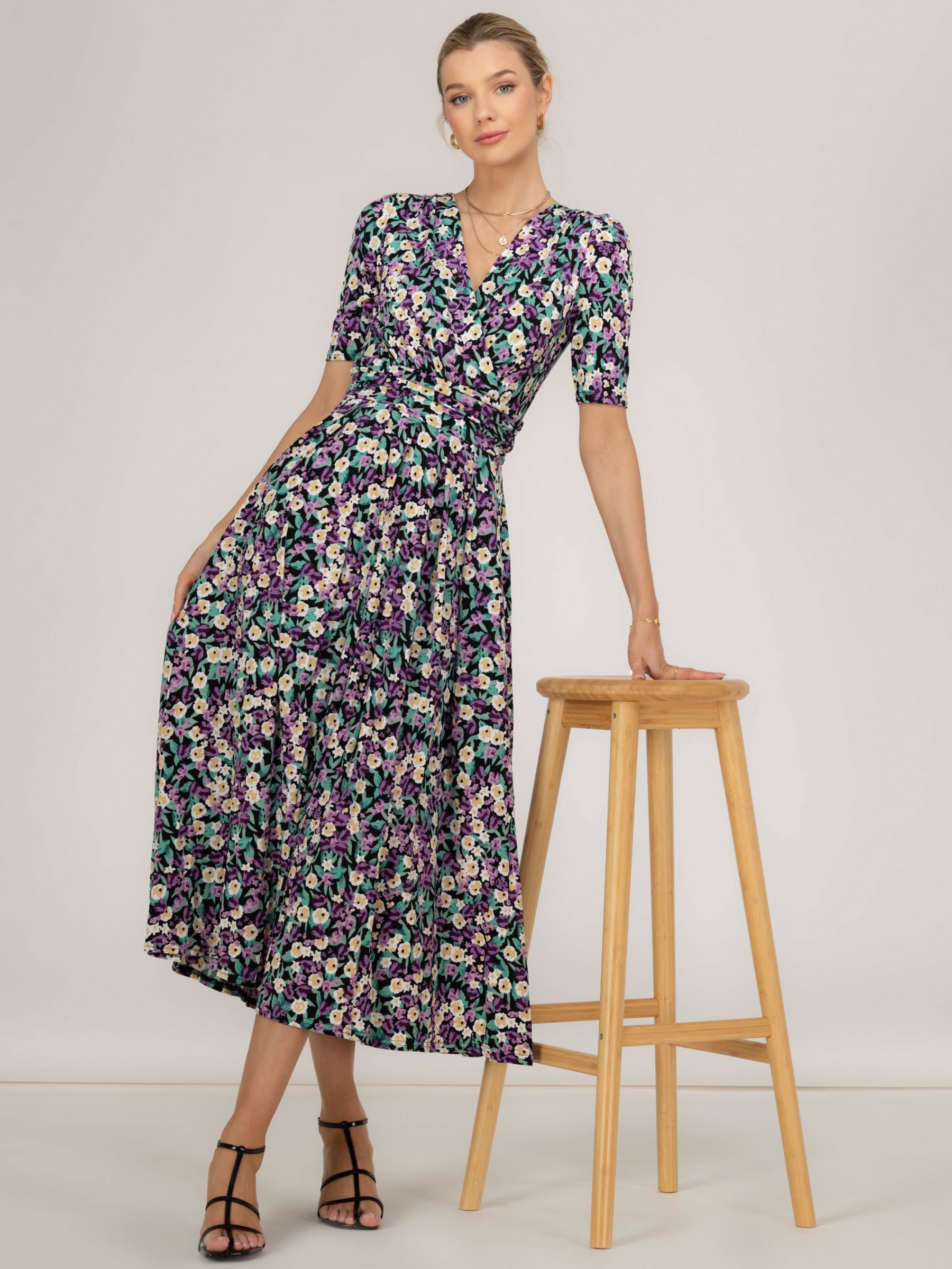 Buy Jolie Moi Molly Floral Jersey Maxi Dress, Purple Online at johnlewis.com