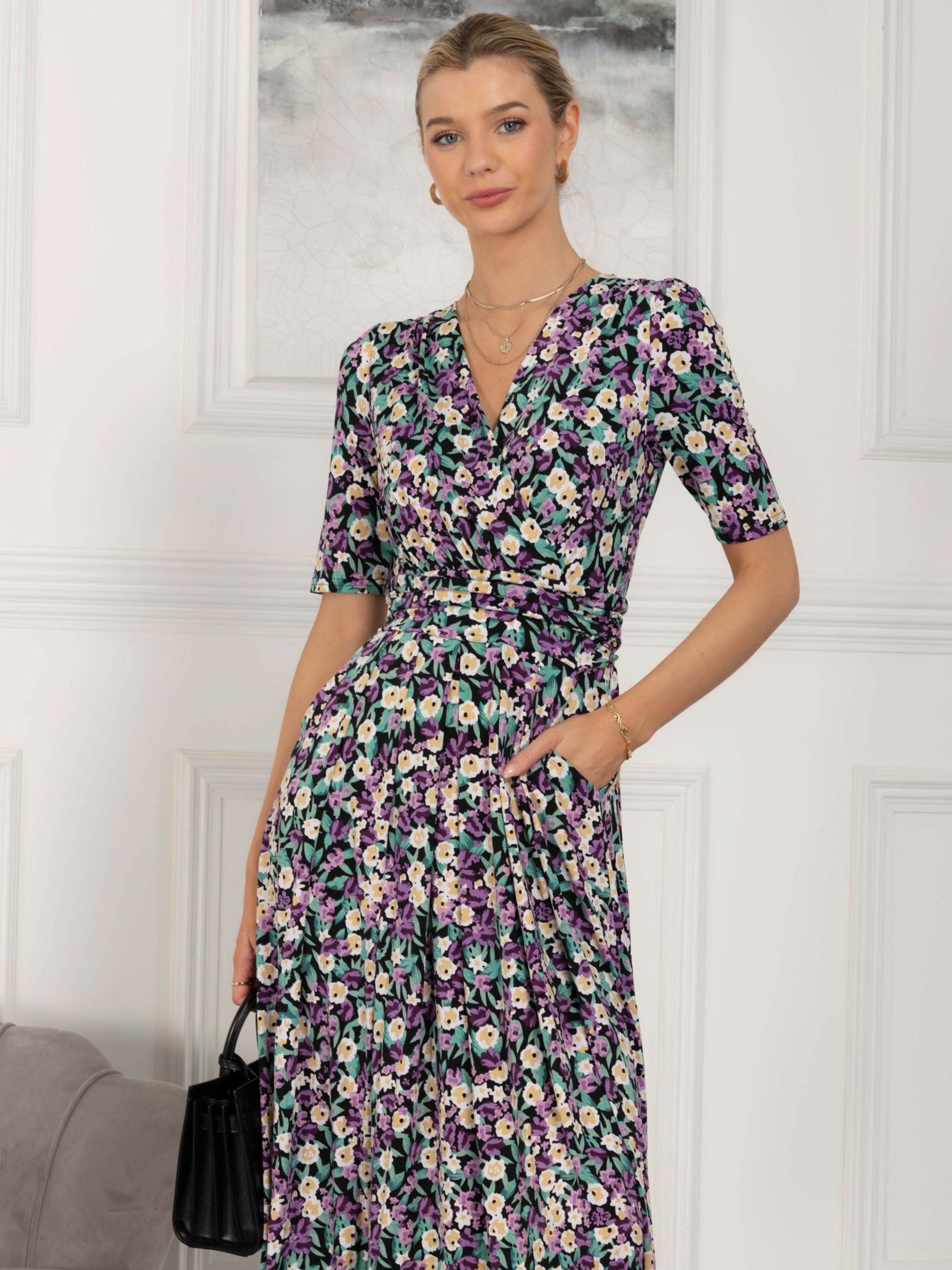 Jolie Moi Molly Floral Jersey Maxi Dress, Purple at John Lewis & Partners