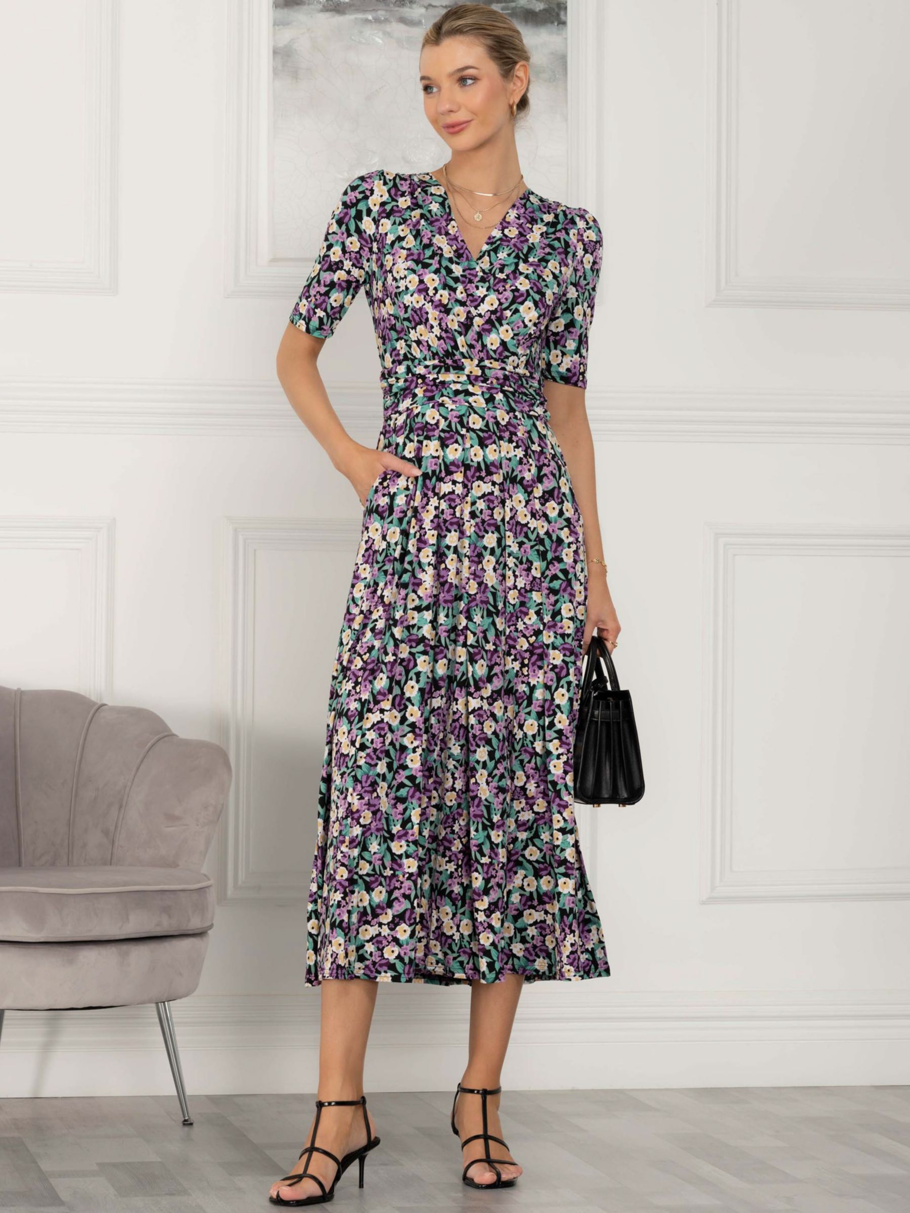 Buy Jolie Moi Molly Floral Jersey Maxi Dress, Purple Online at johnlewis.com