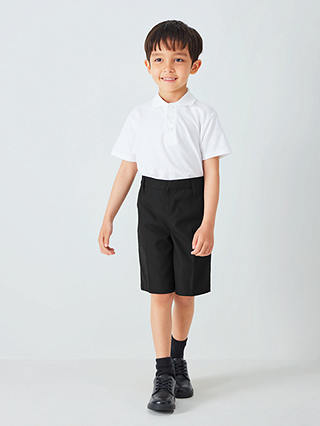 John Lewis ANYDAY Kids' Adjustable Waist Stain Resistant School Shorts, Pack of 2, Black