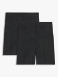 John Lewis ANYDAY Kids' Adjustable Waist Stain Resistant School Shorts, Pack of 2, Grey Charcoal