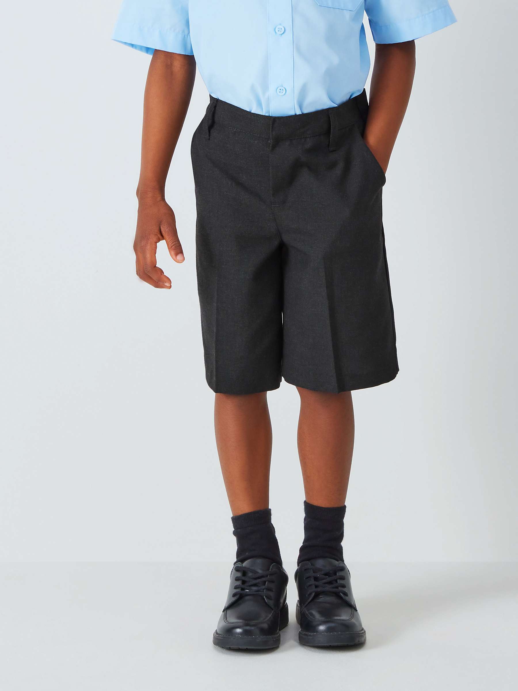 Buy John Lewis ANYDAY Kids' Adjustable Waist Stain Resistant School Shorts, Pack of 2, Grey Charcoal Online at johnlewis.com