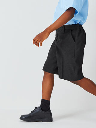 John Lewis ANYDAY Kids' Adjustable Waist Stain Resistant School Shorts, Pack of 2, Grey Charcoal