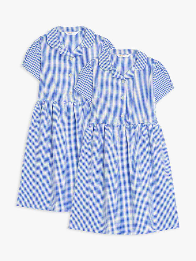 John Lewis ANYDAY Kids' Gingham School Summer Dress, Pack of 2, Royal Blue