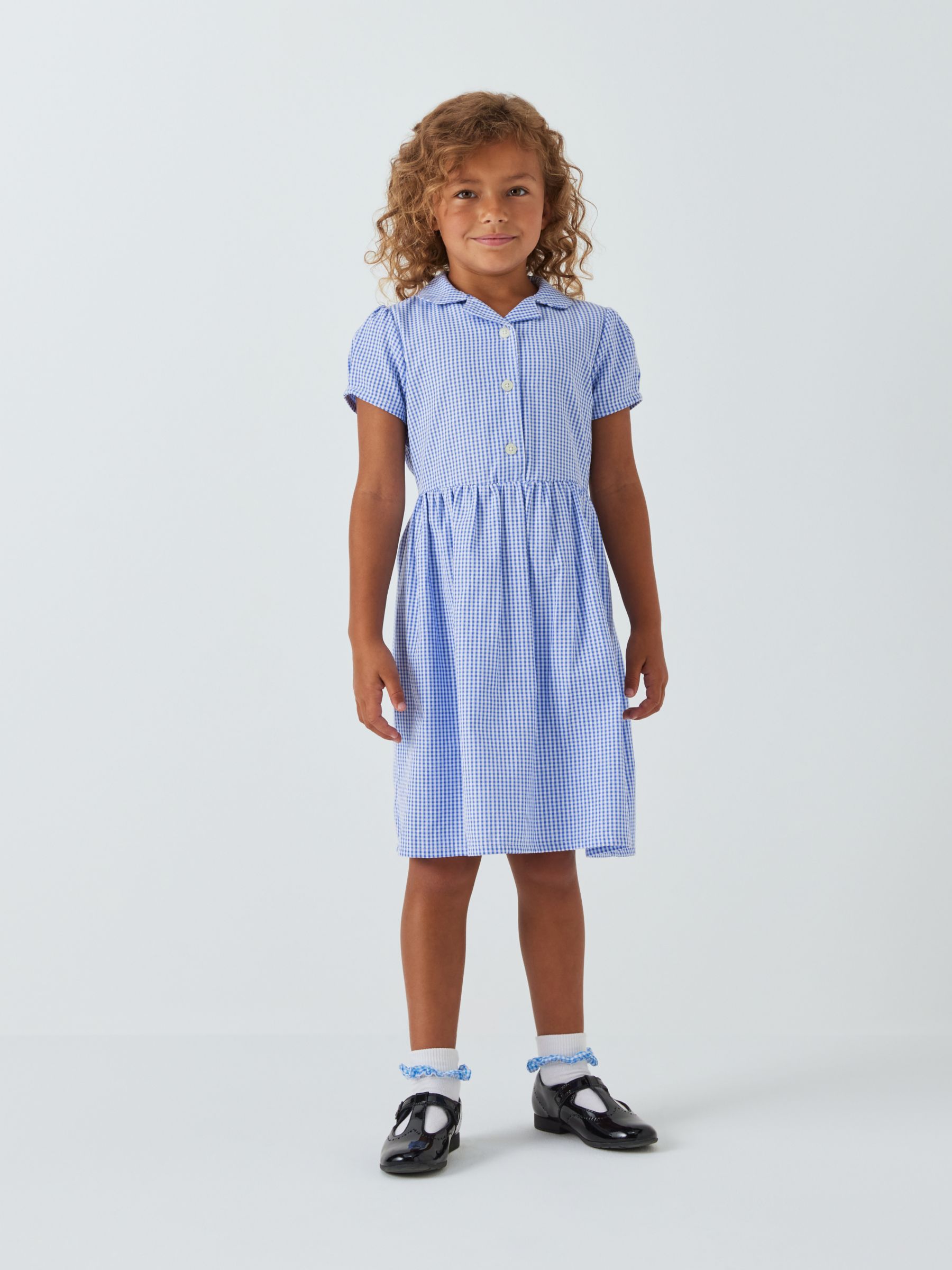 John Lewis ANYDAY Kids' Gingham School Summer Dress, Pack of 2, Royal Blue, 14 years