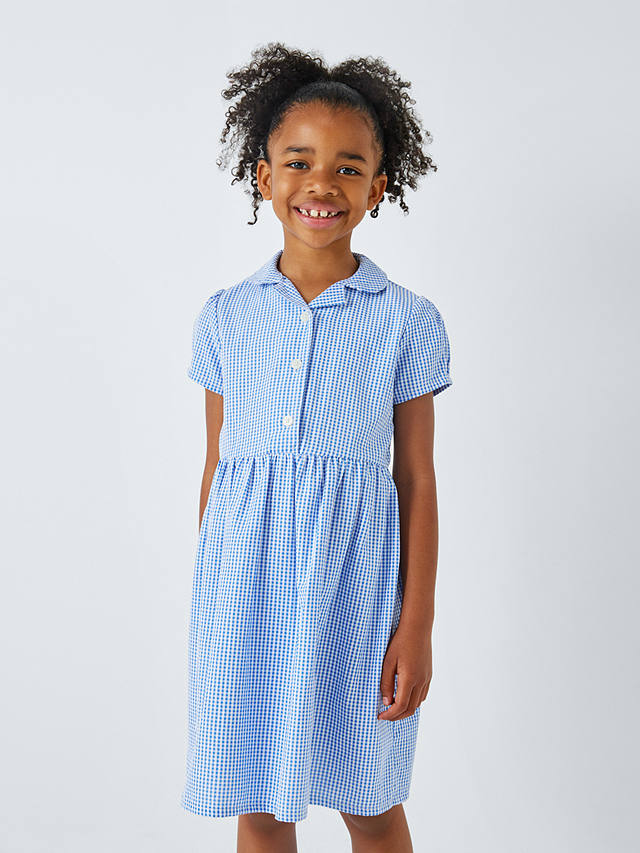 John Lewis ANYDAY Kids' Gingham School Summer Dress, Pack of 2, Royal Blue