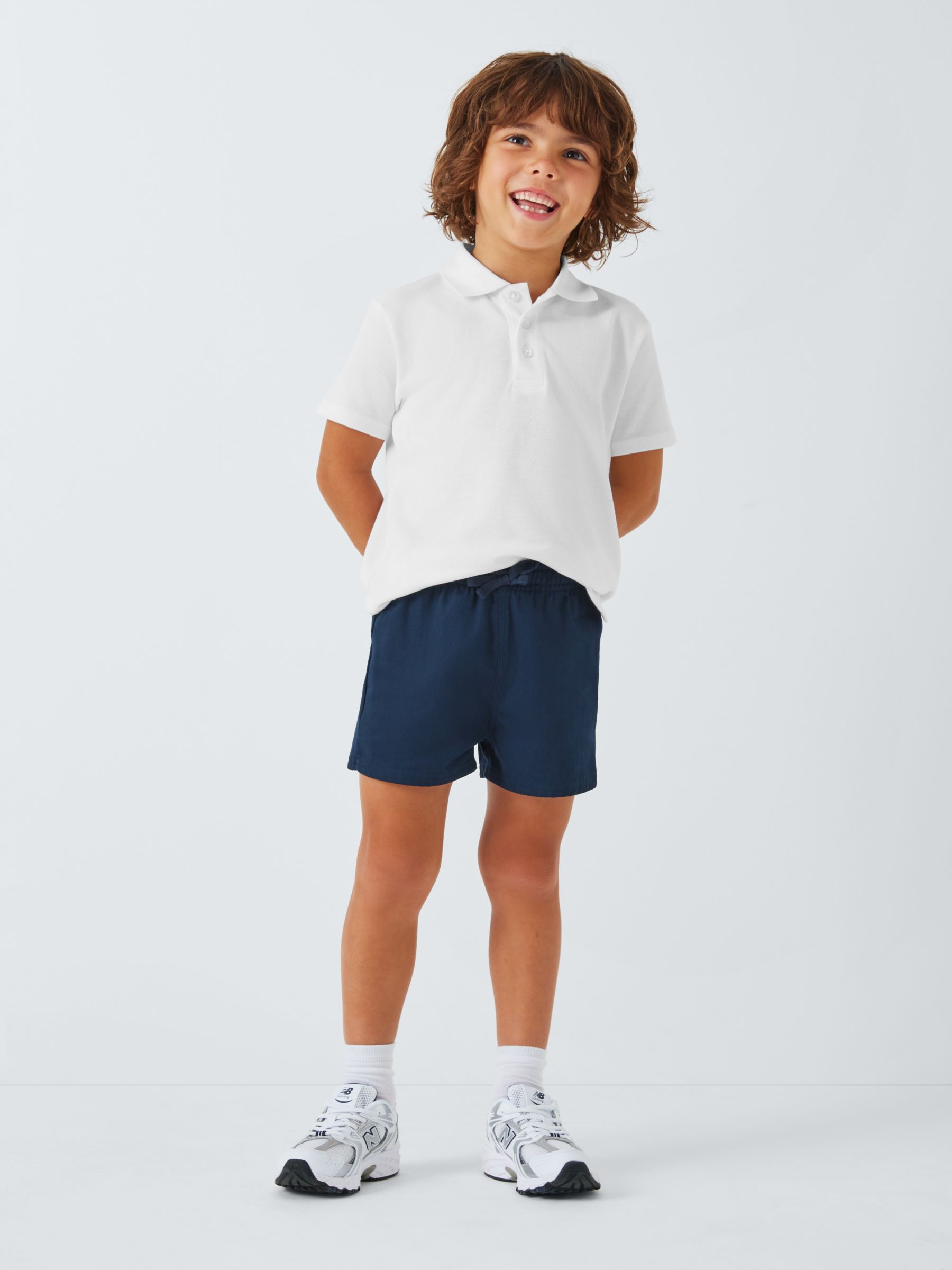 John Lewis Kids' Cotton School PE Shorts, Blue Navy, 3-4 years