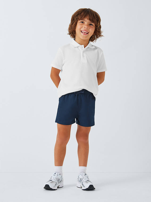 John Lewis Kids' Cotton School PE Shorts, Blue Navy