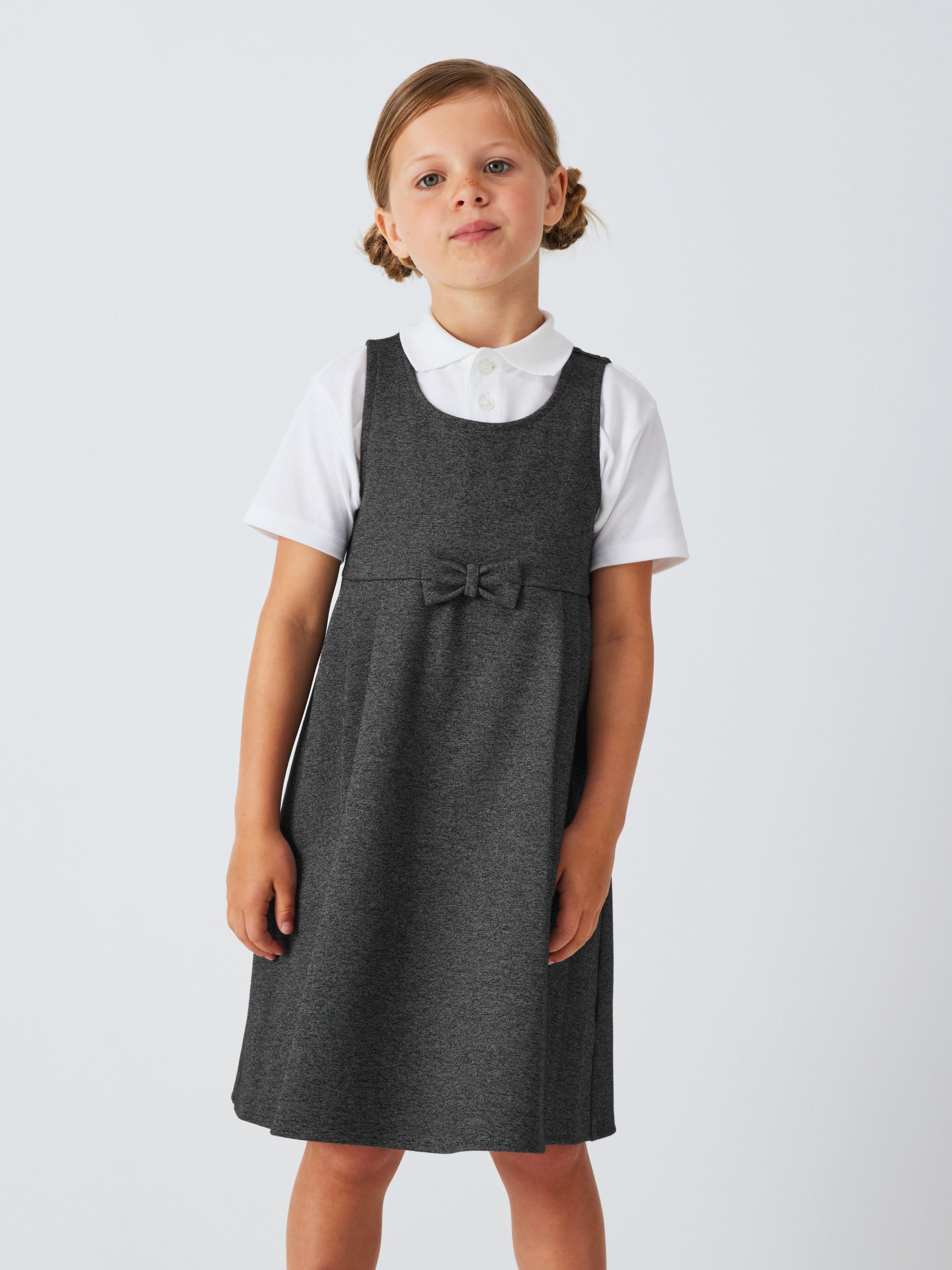 John Lewis Girls' Pleated School Tunic With Bow, Grey, 12 years