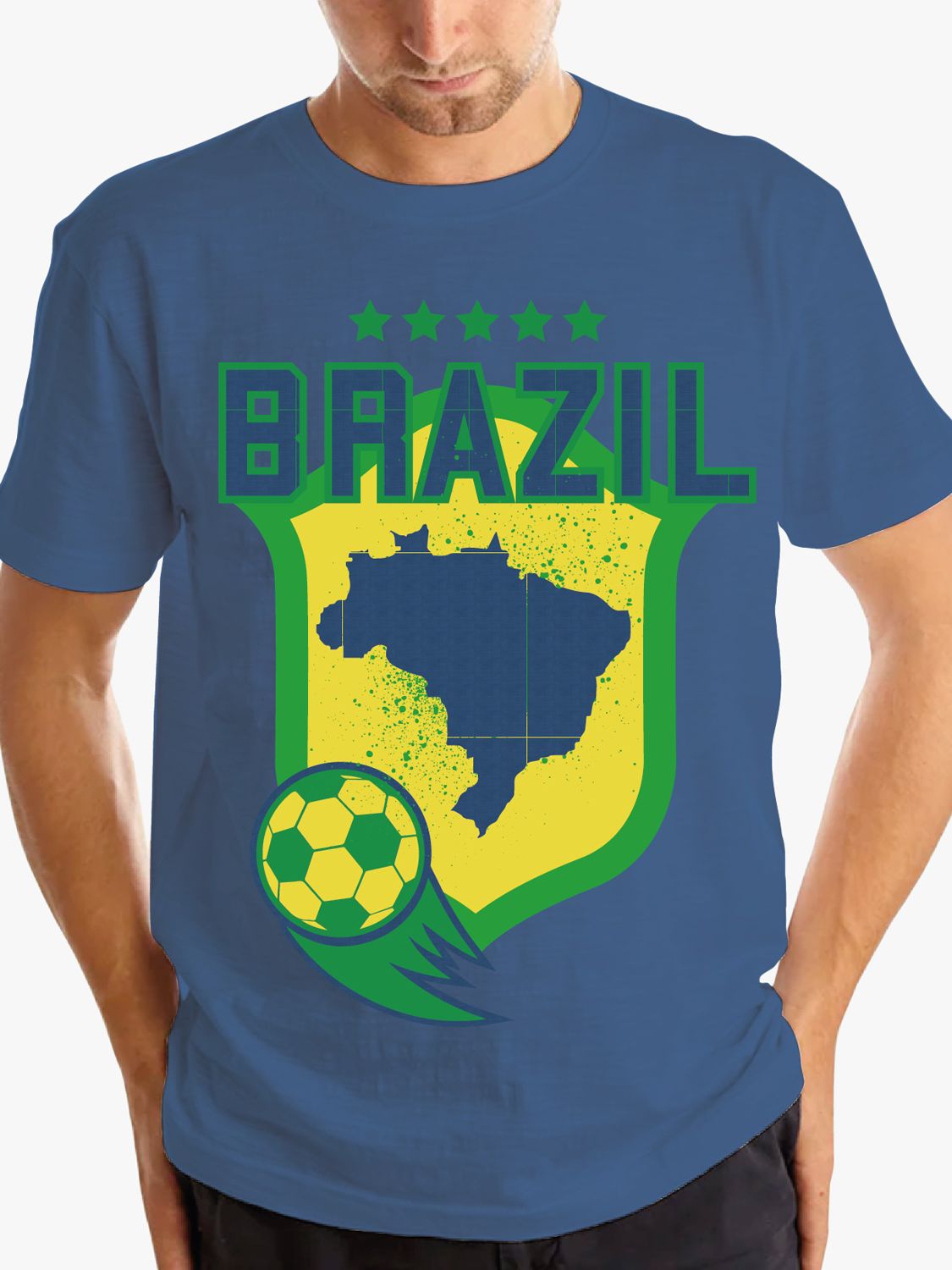 Fabric Flavours Brazil Football World T-Shirt, Blue John Lewis & Partners