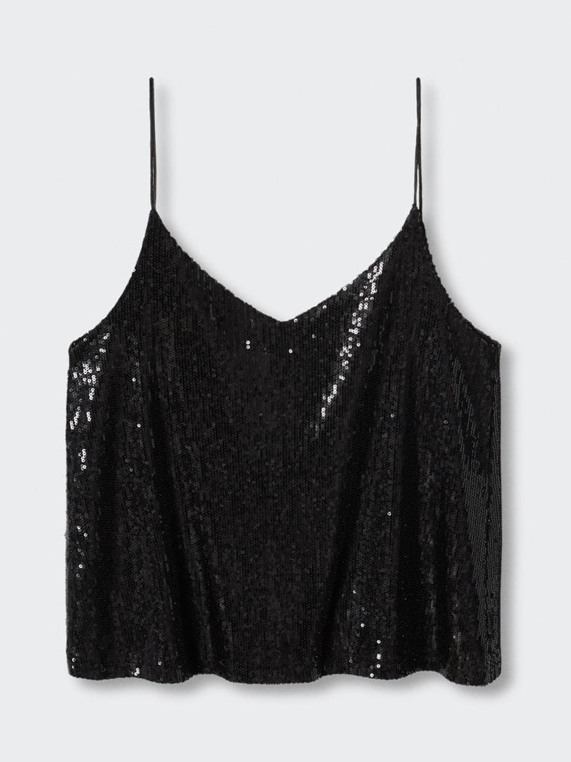 Mango Lenju Sequin Cami Top, Black