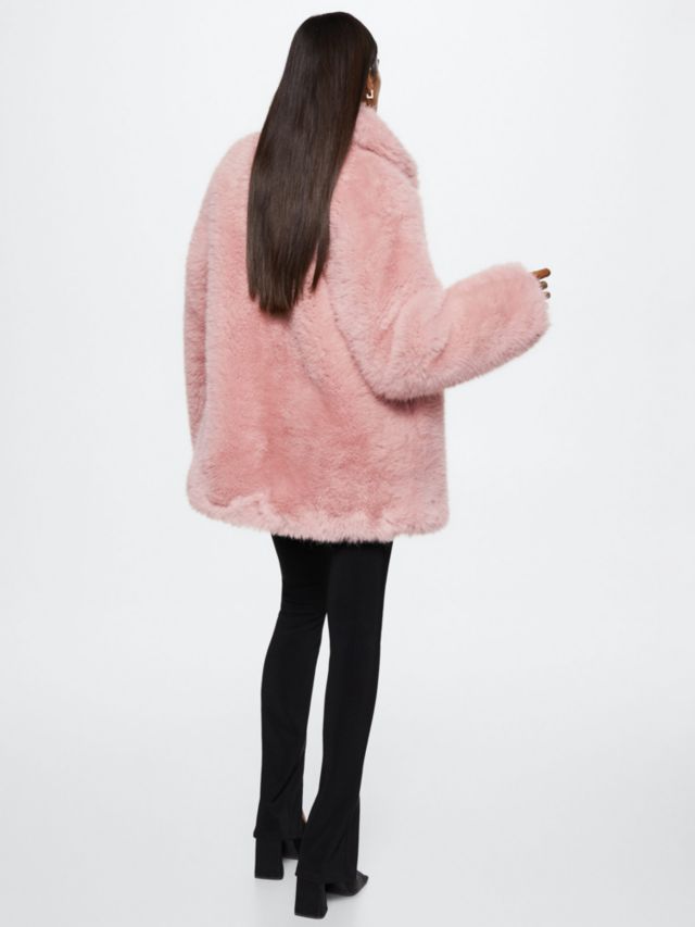 Mango Fresita Faux Fur Coat, Pink, XXS