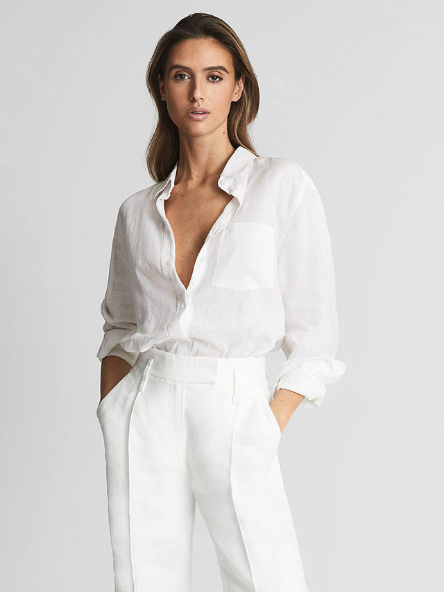 Reiss Campbell Linen Shirt, White