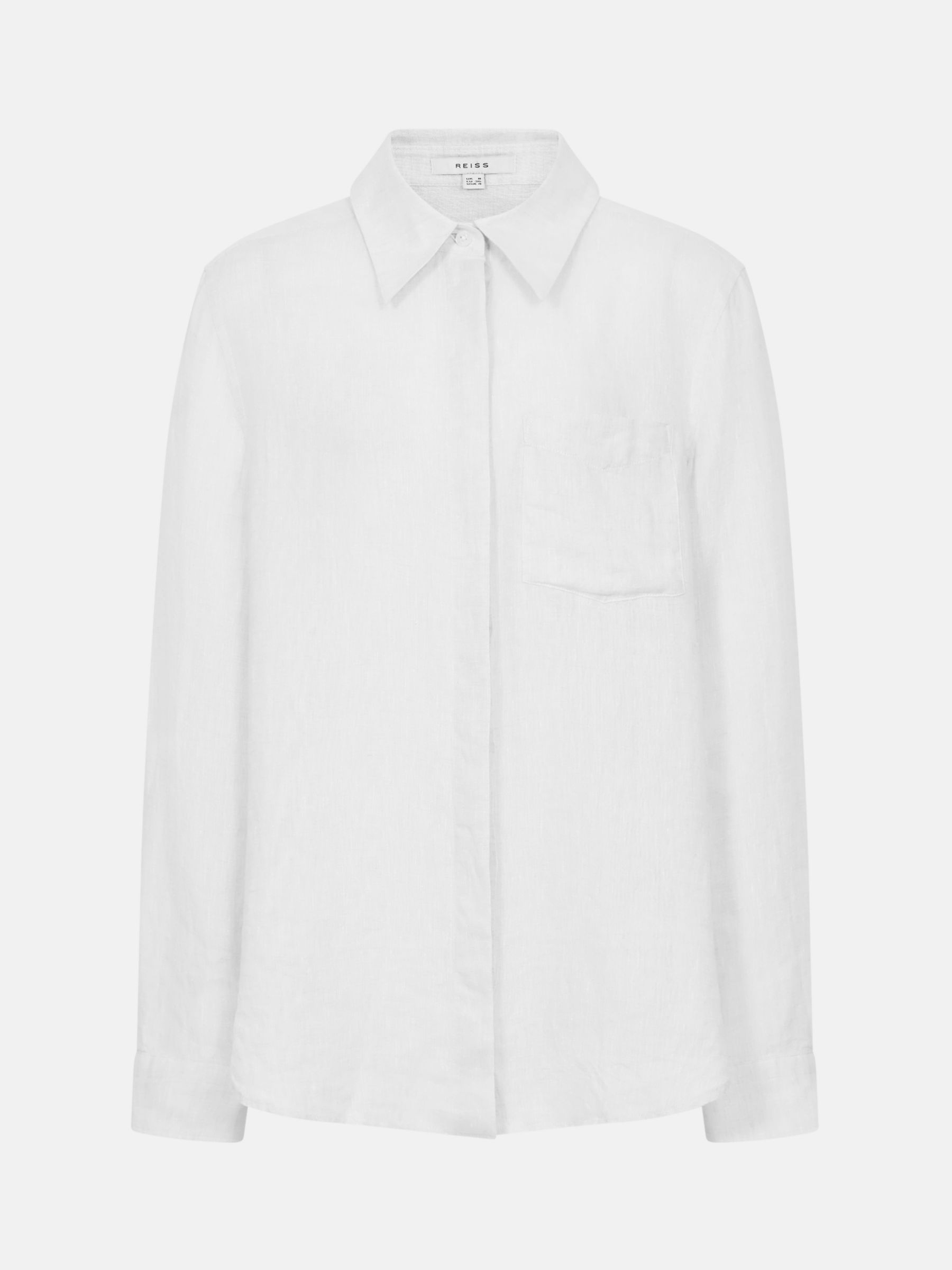 Reiss Campbell Linen Shirt, White, 4