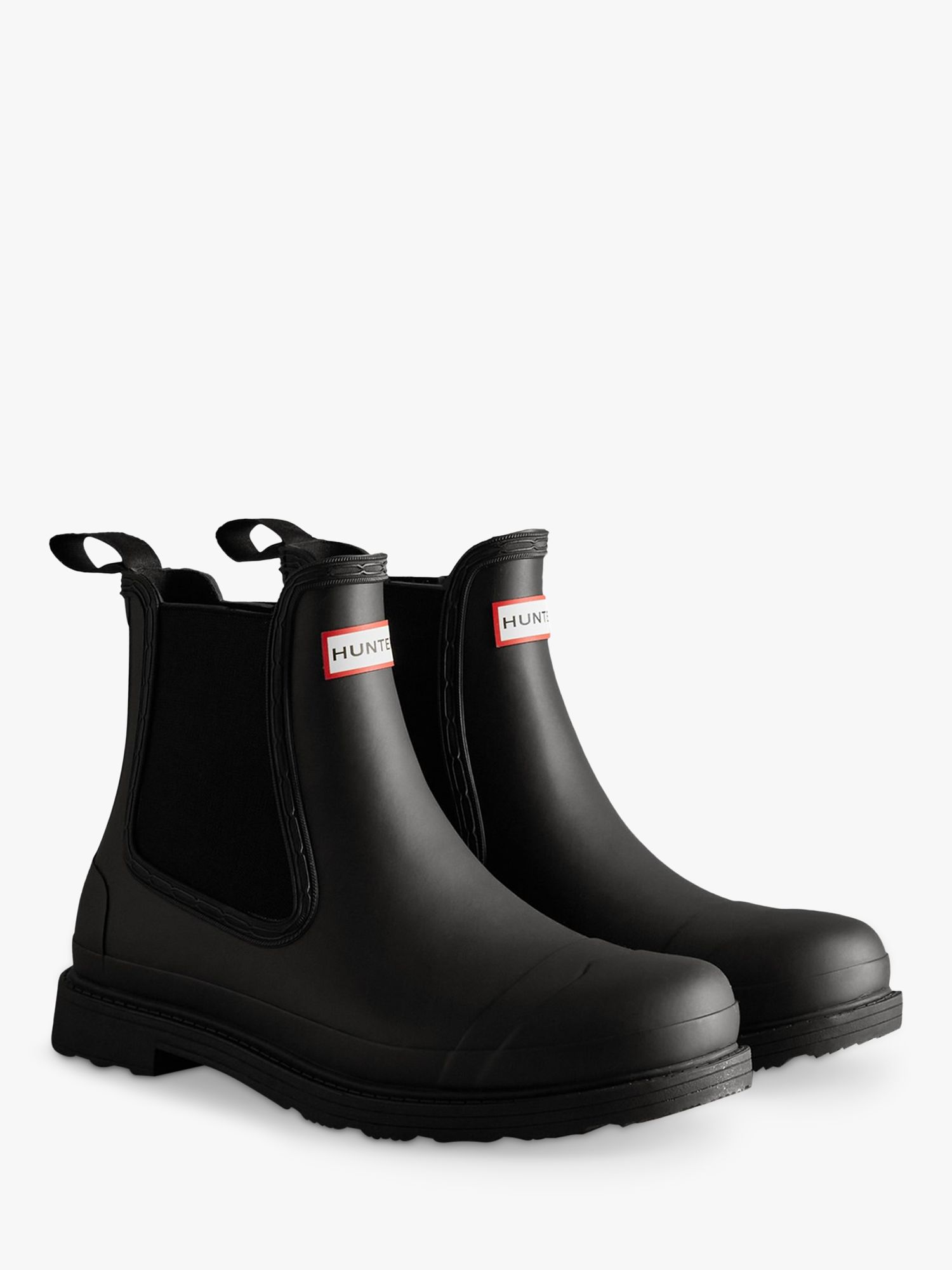 Hunter Waterproof Commando Chelsea Boots, Black at John Lewis & Partners