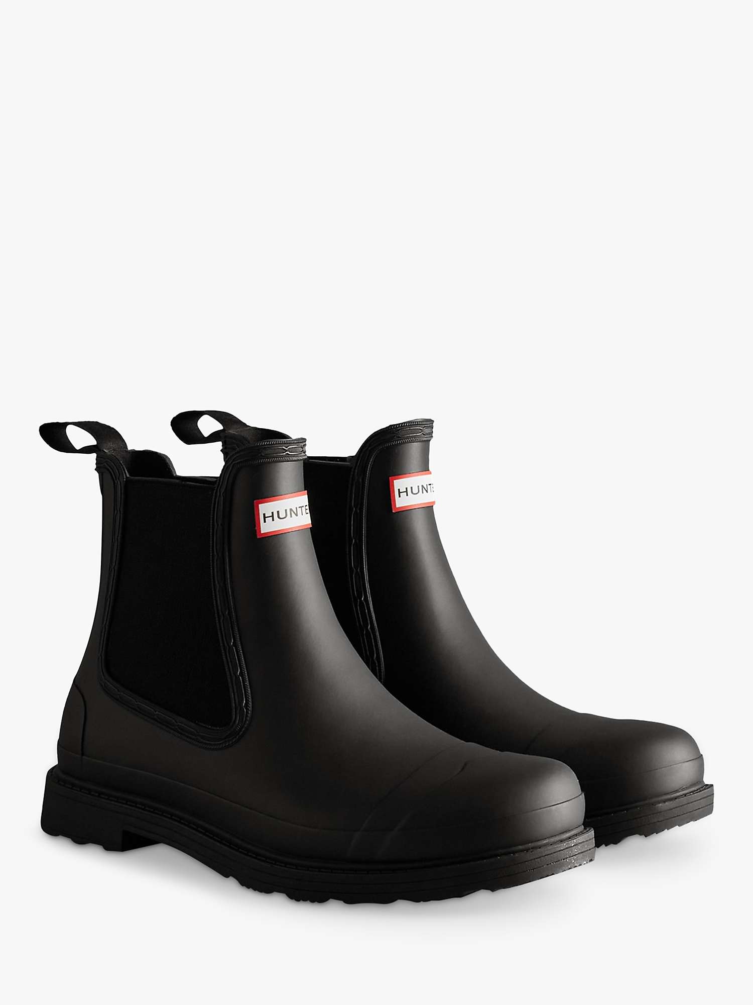 Buy Hunter Waterproof Commando Chelsea Boots, Black Online at johnlewis.com