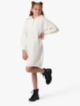 Angel & Rocket Kids' Cable Knit Zip Neck Tunic Jumper Dress, Cream