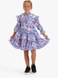 Angel & Rocket Crew Neck Floral Print Georgette Dress, Pink Blush/Multi