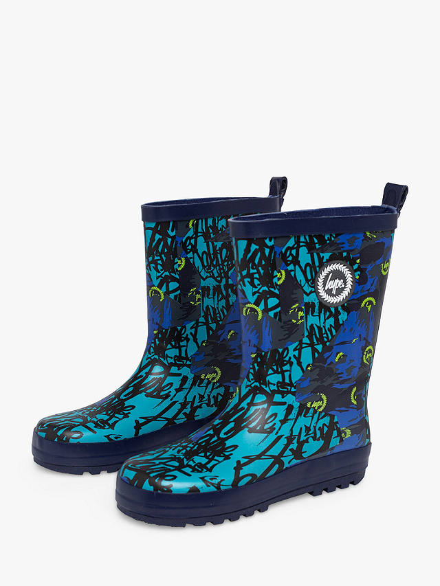 Hype Kids' Tyler Camo Crest Wellington Boots, Blue