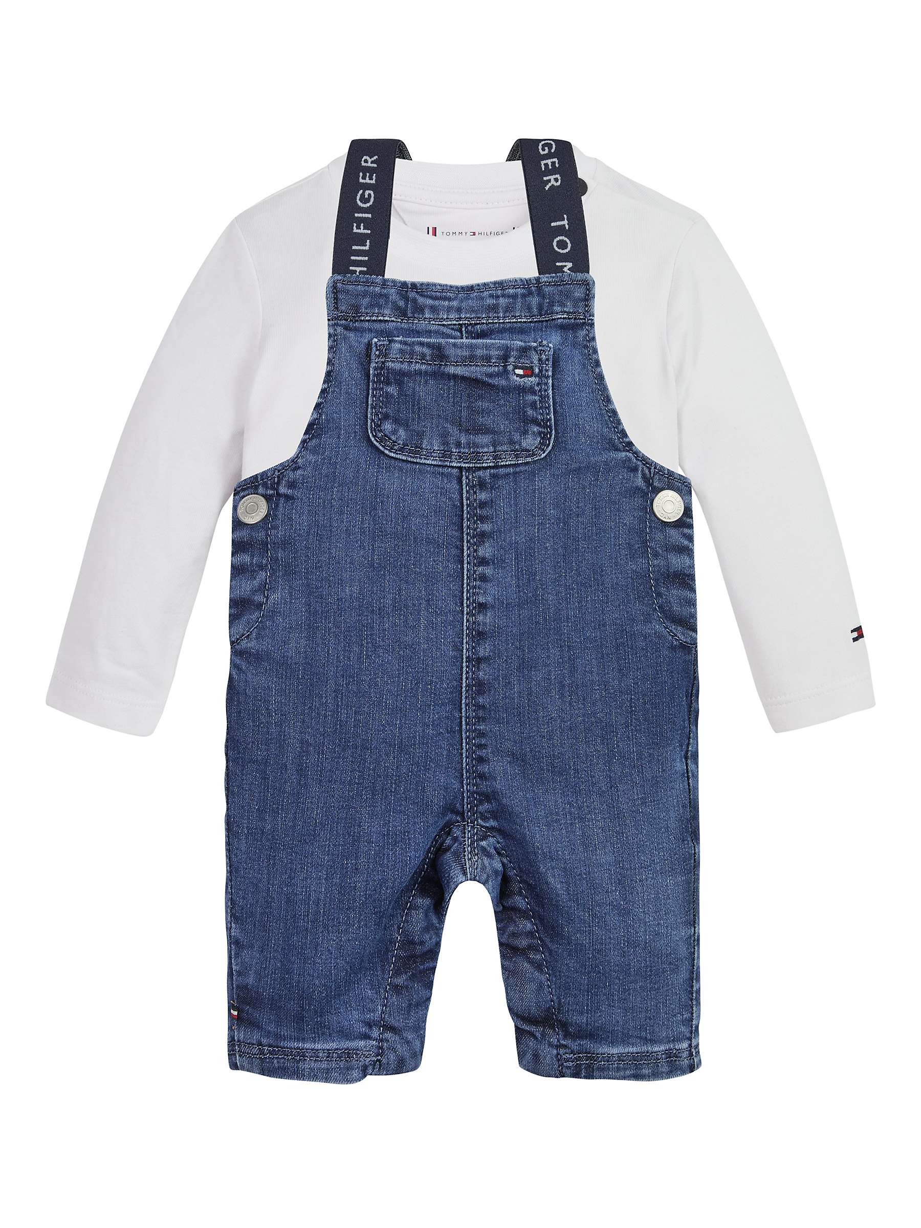 Buy Tommy Hilfiger Baby Dungaree and Top Set, White Online at johnlewis.com