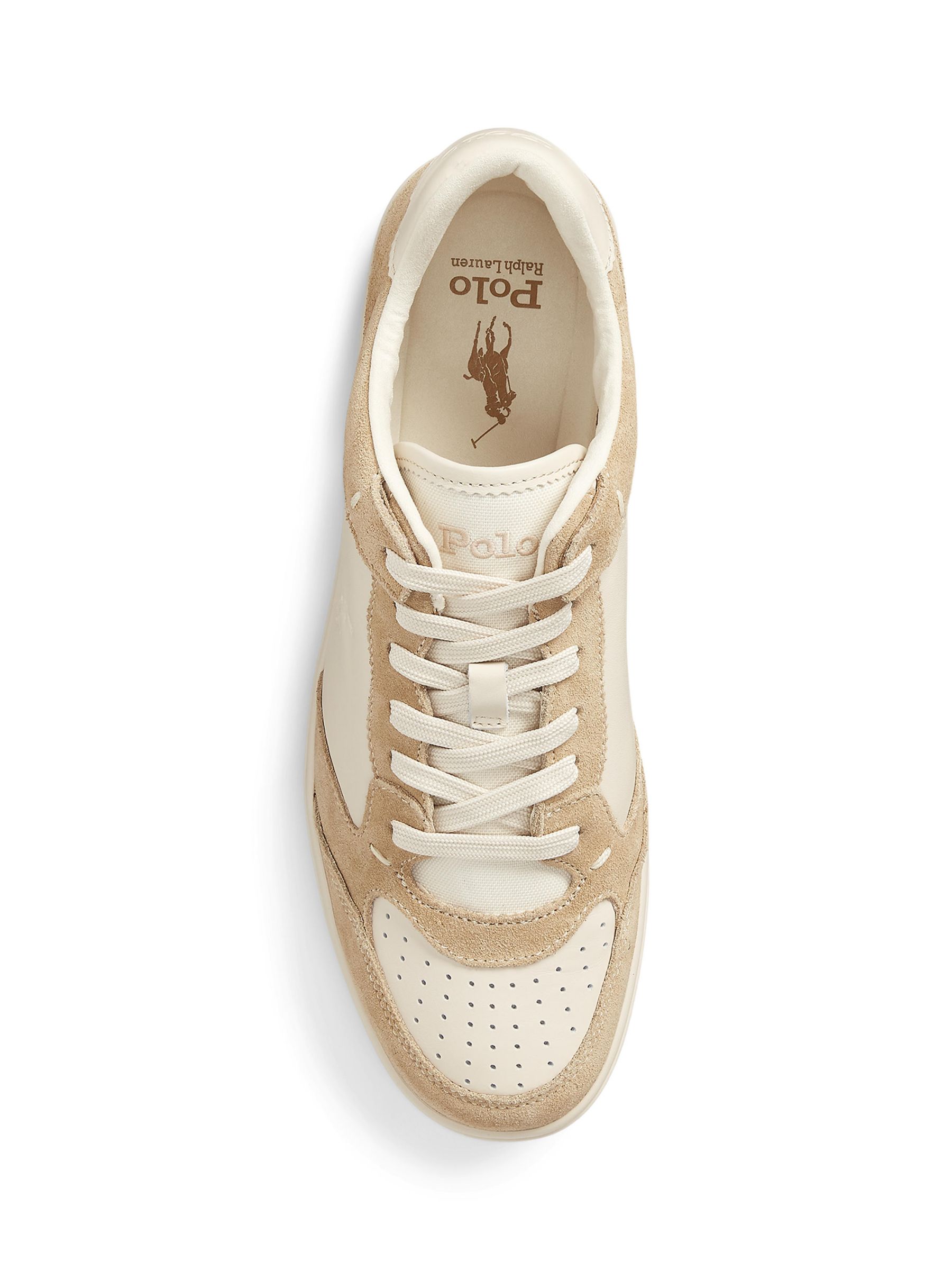 Polo Ralph Lauren Court Luxe Suede Trainers, Bone at John Lewis & Partners