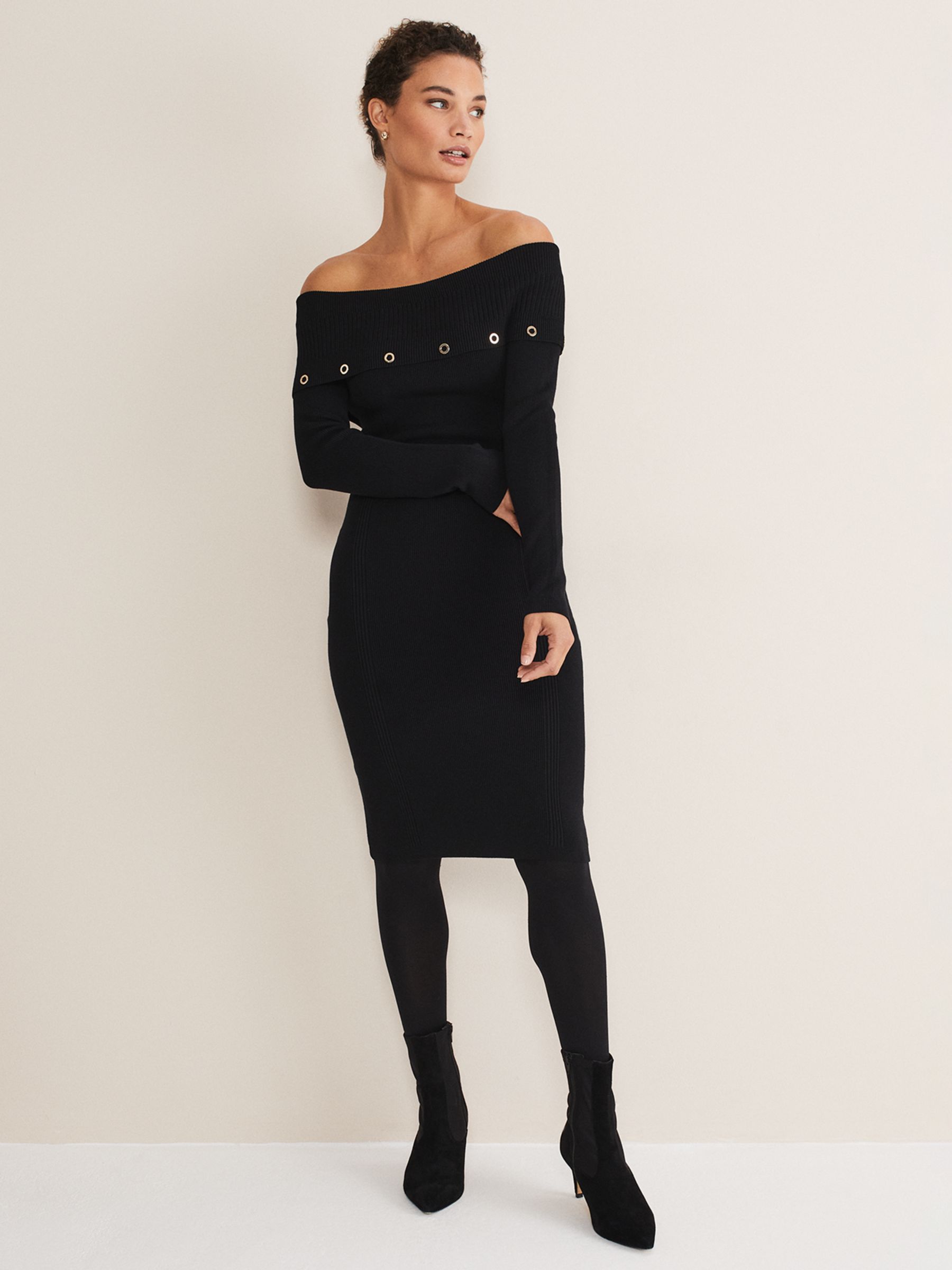 Buy Phase Eight Mirelle Bardot Dress, Midnight Online at johnlewis.com
