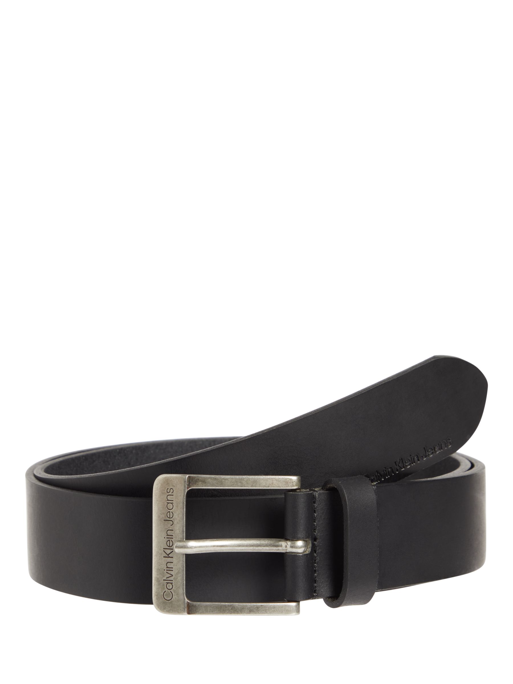 Calvin Klein Leather Belt, Black at John Lewis & Partners