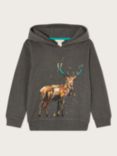 Monsoon Kids' WWF Organic Cotton Appliqué Red Deer Hoodie, Charcoal