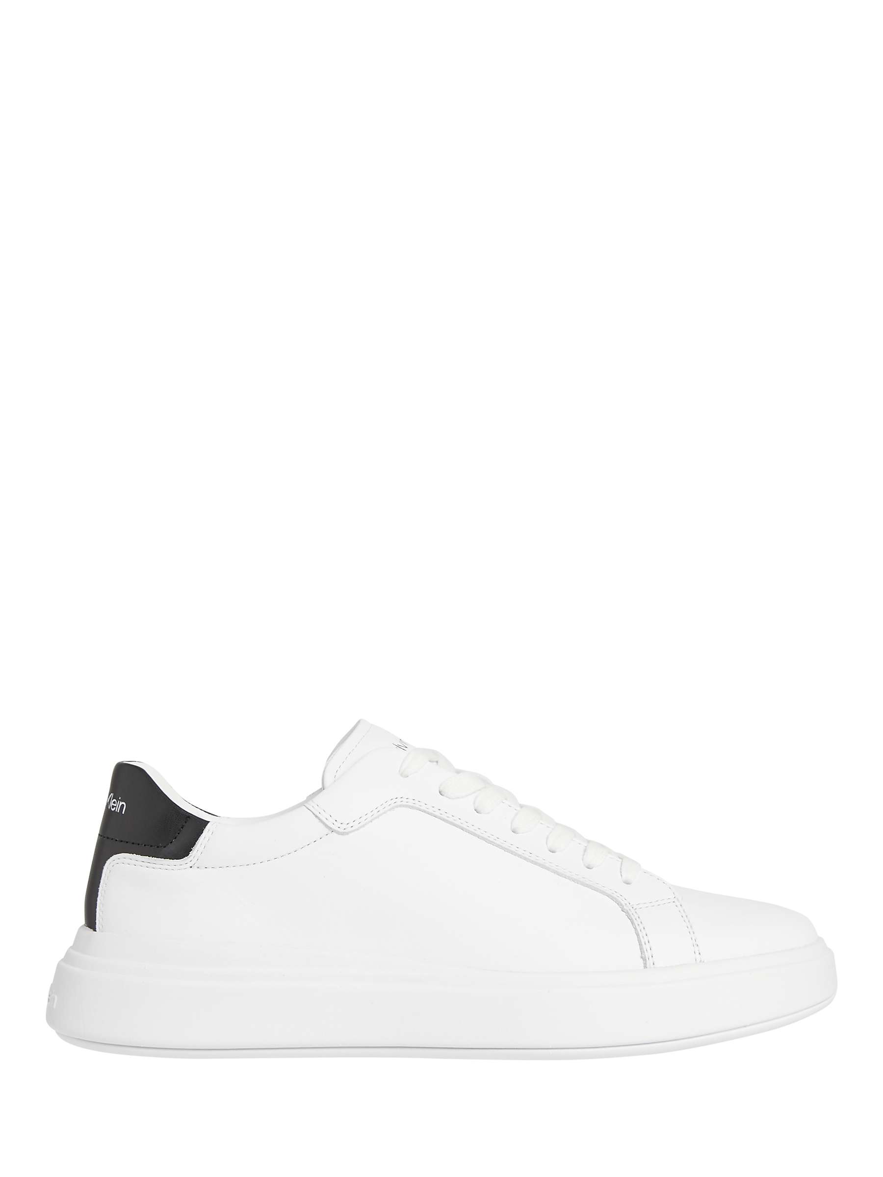 Calvin Klein Leather Low Top Lace Up Trainers, White/Black at John Lewis &  Partners