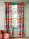 Matthew Williamson Zig Zag Pair Lined Pencil Pleat Curtains, Berry