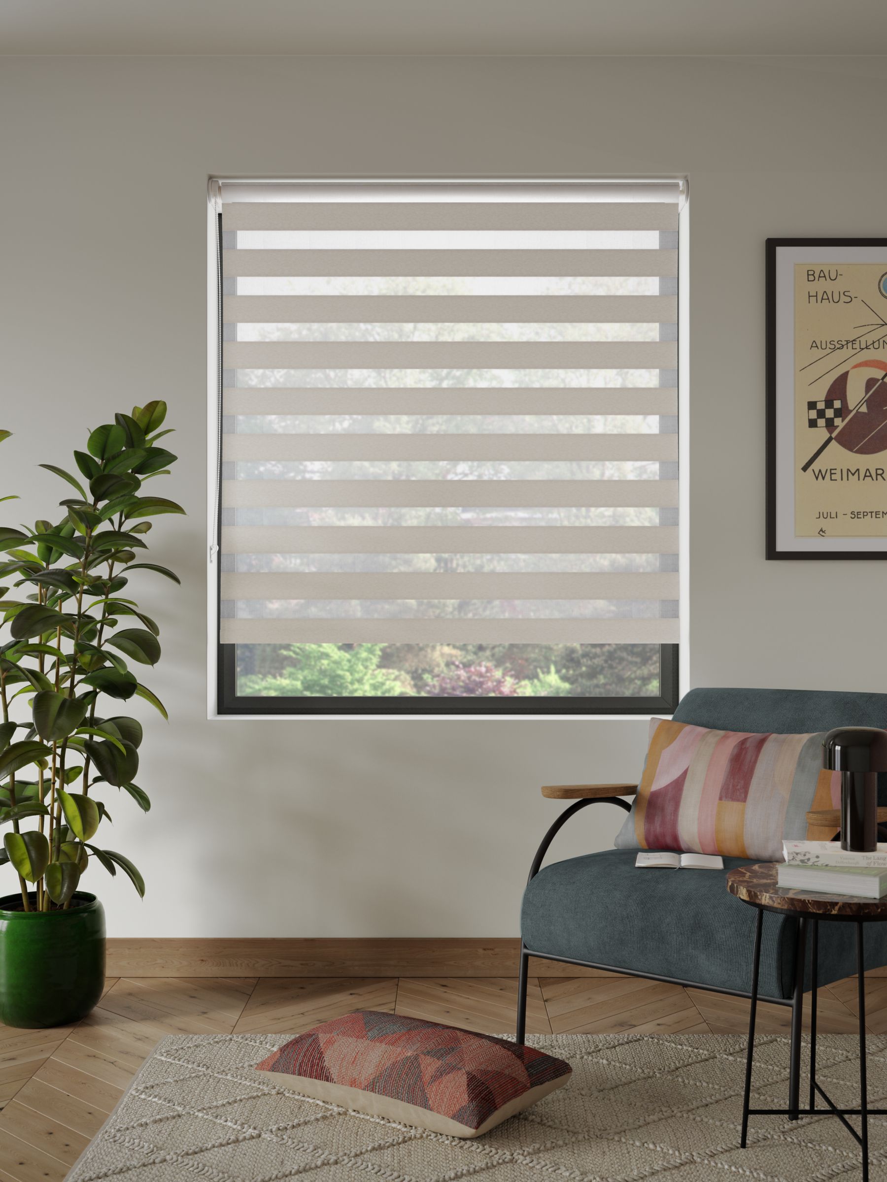 John Lewis Day and Night Roller Blind, Natural, W61 x Drop 190cm