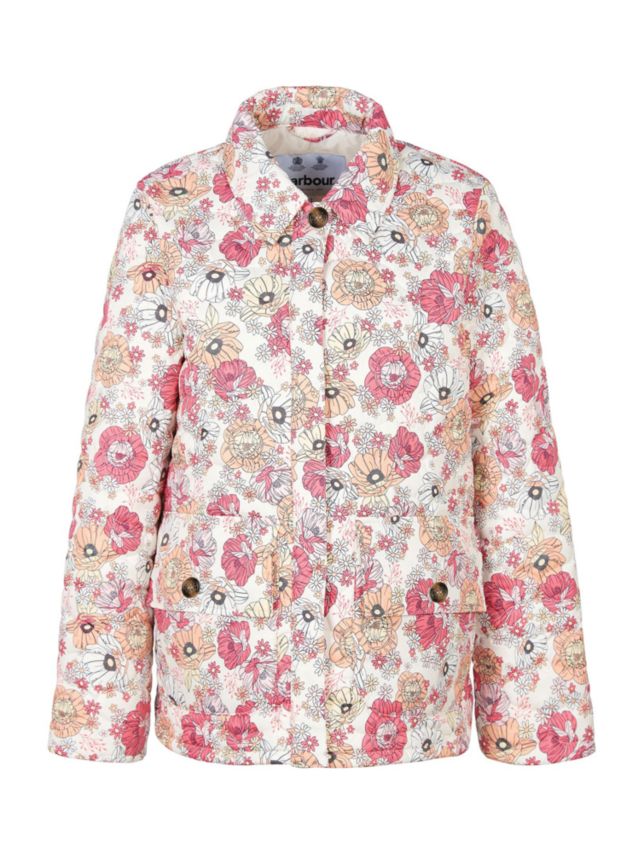 Barbour Leilani Floral Quilted Jacket, Pink, 10