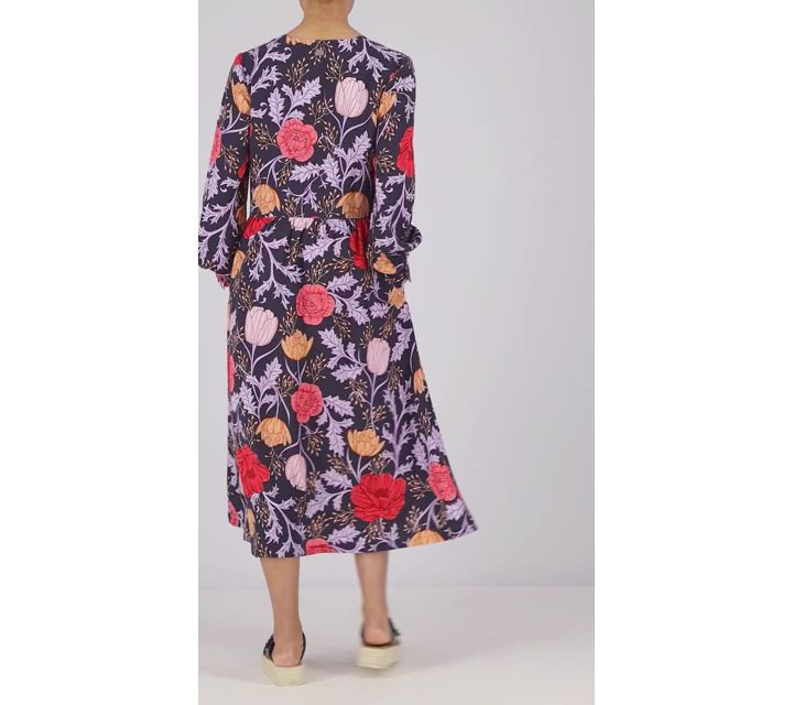 Barbour Nahla Floral Blouse Sleeve Dress, Navy/Multi