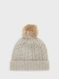 Hobbs Taylor Cable Knit Wool Beanie, Natural