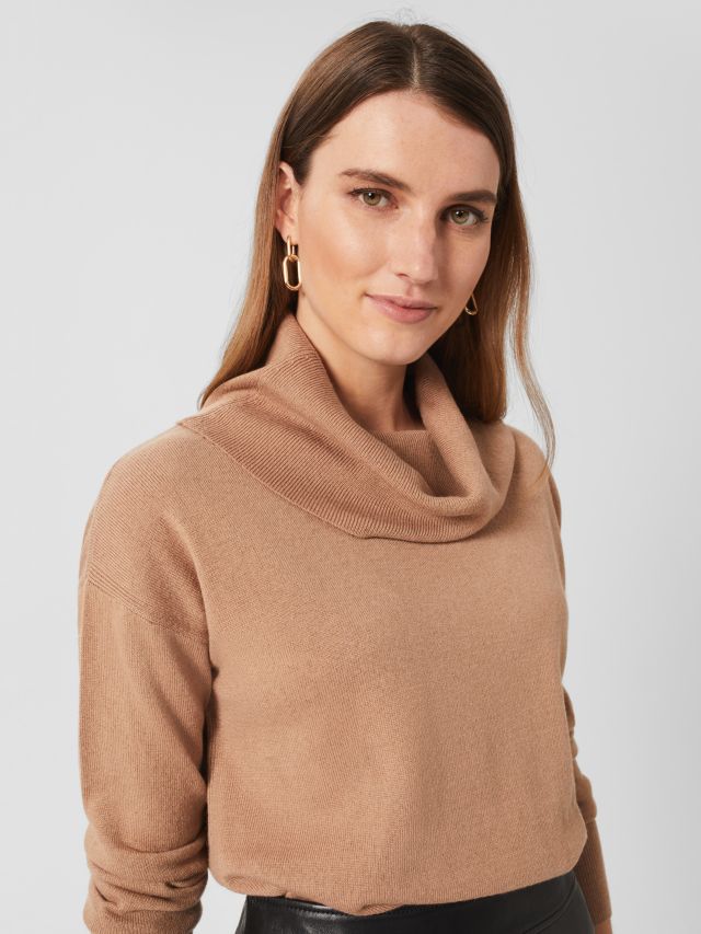 Camel cowl neck outlet jumper