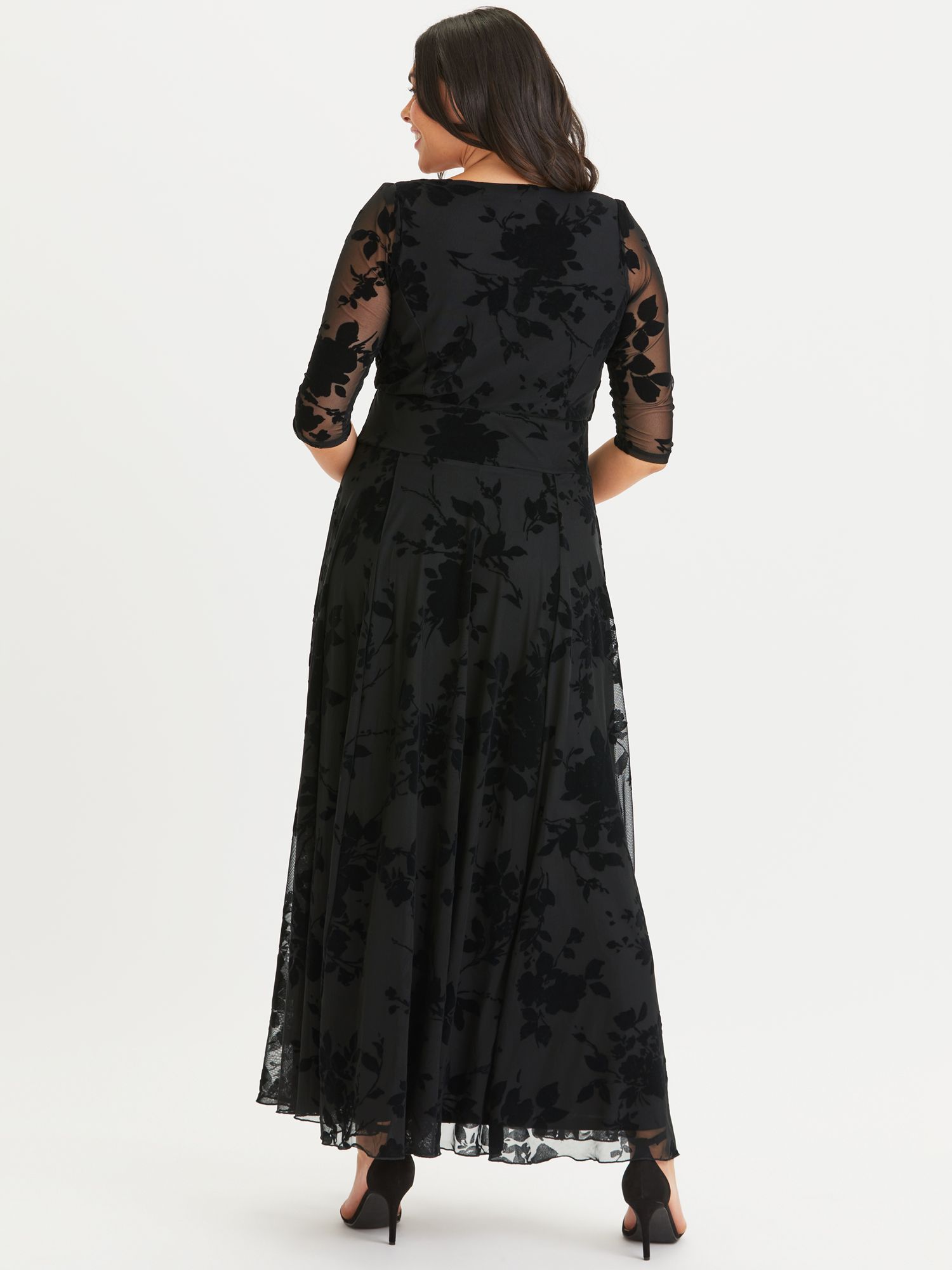 Scarlett & Jo Floral Velvet Dress, Black Floral at John Lewis & Partners