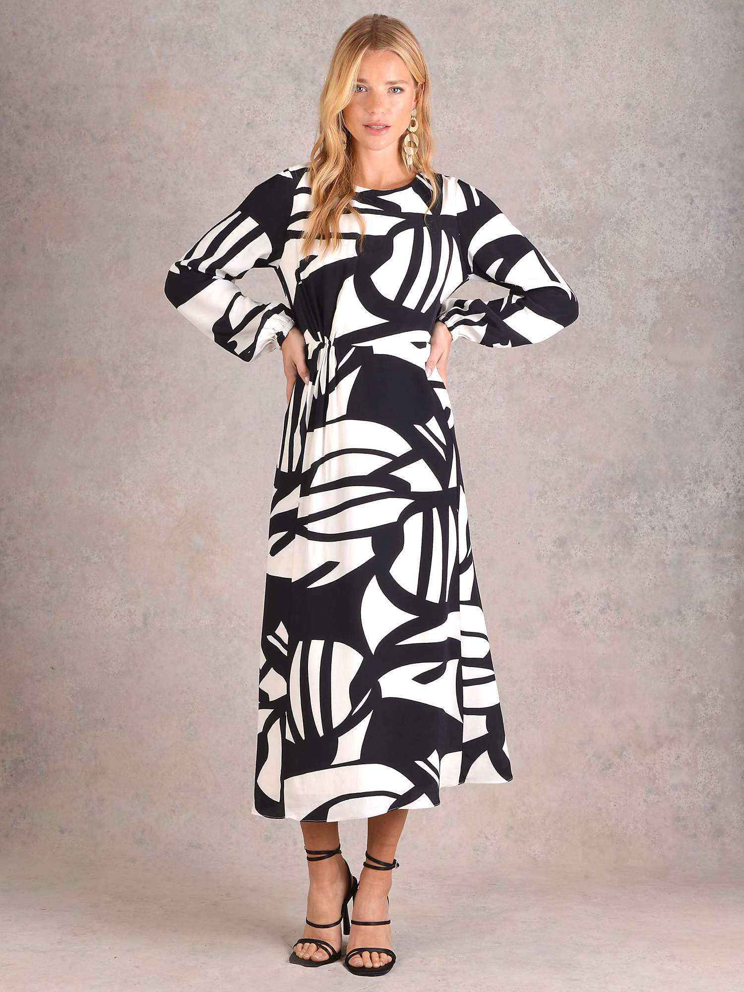 Buy Ro&Zo Graphic Print Midi Dress, Black/White Online at johnlewis.com