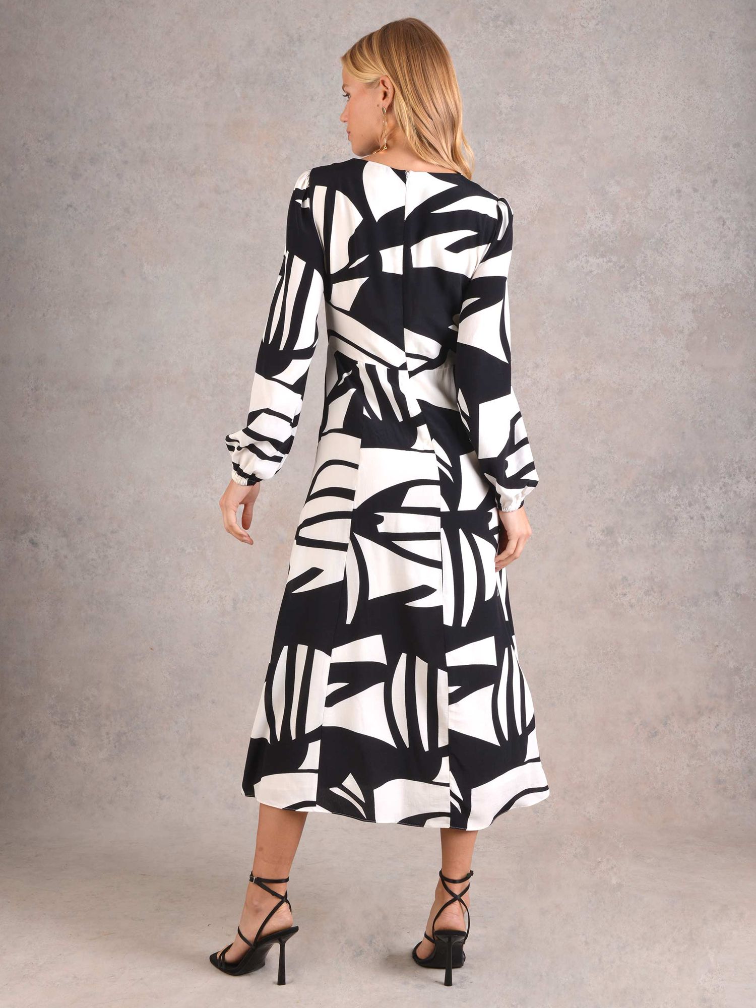 Ro&Zo Graphic Print Midi Dress, Black/White, 6