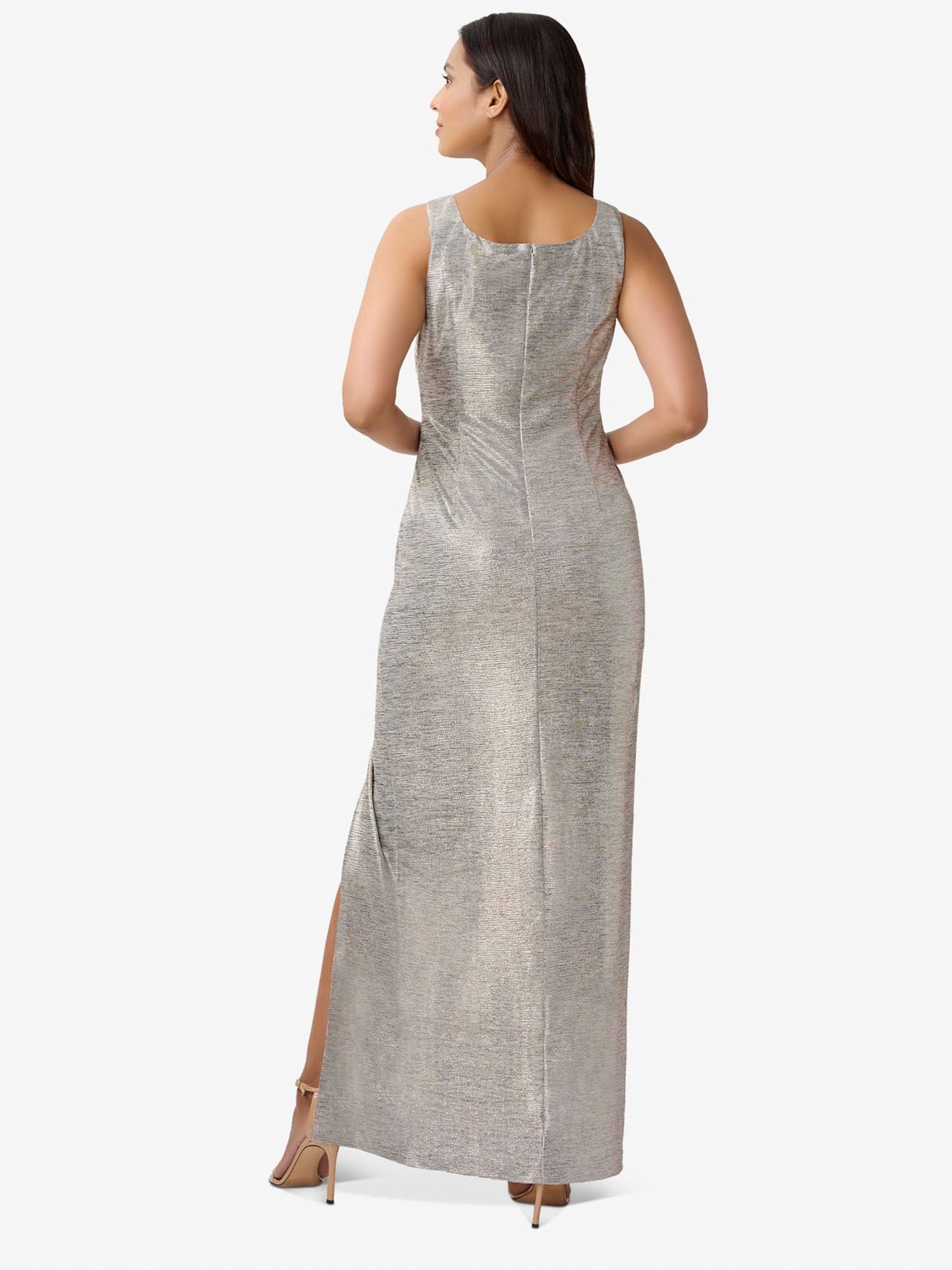 Adrianna Papell Foil Jersey Maxi Dress Light Gold 6