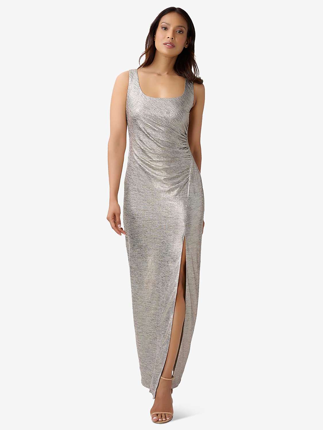 Buy Adrianna Papell Foil Jersey Maxi Dress, Gold Online at johnlewis.com