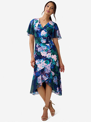 Adrianna Papell Floral Midi Dress, Blue/Multi
