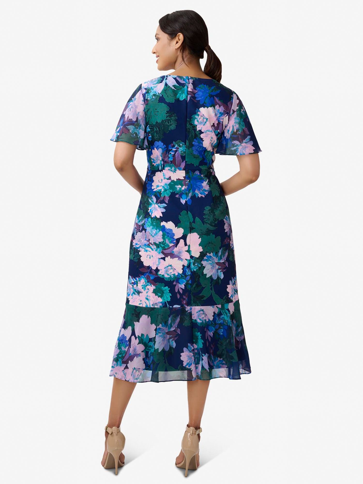 Adrianna Papell Floral Lace Combo Sheath Dress, Navy at John Lewis &  Partners