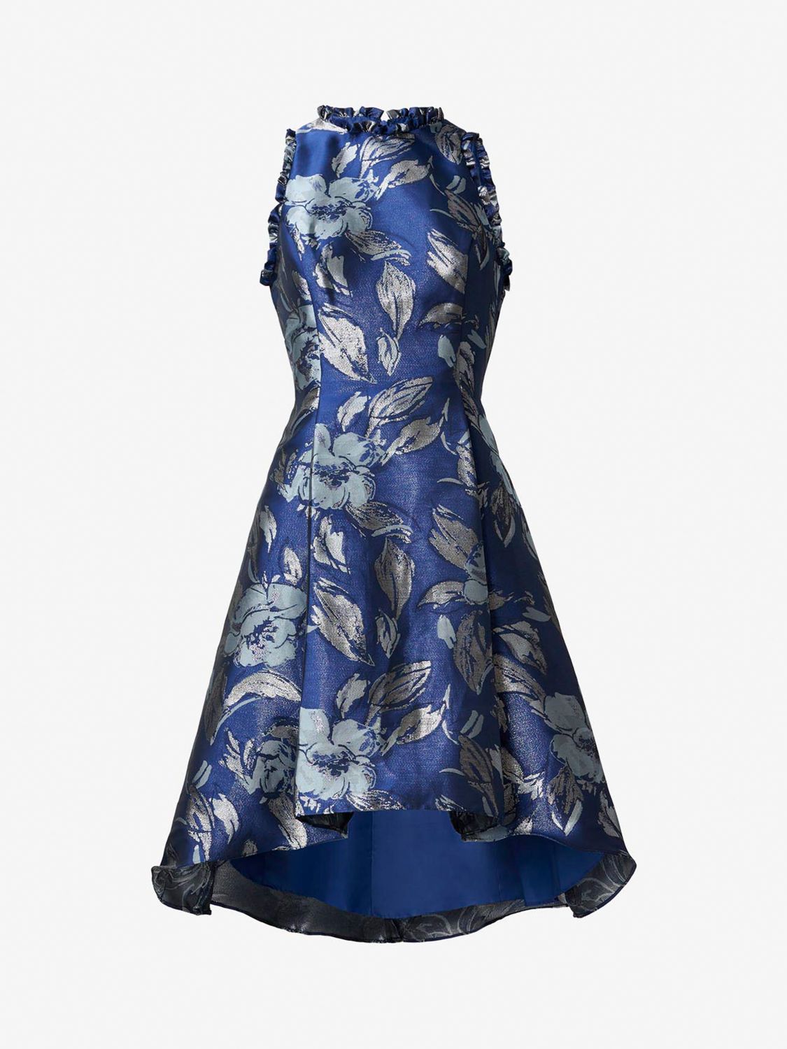 Adrianna Papell Floral Jacquard Flared Dress Royal Dusty Blue 6