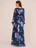 Adrianna Papell Floral Chiffon Maxi Dress, Navy/Multi