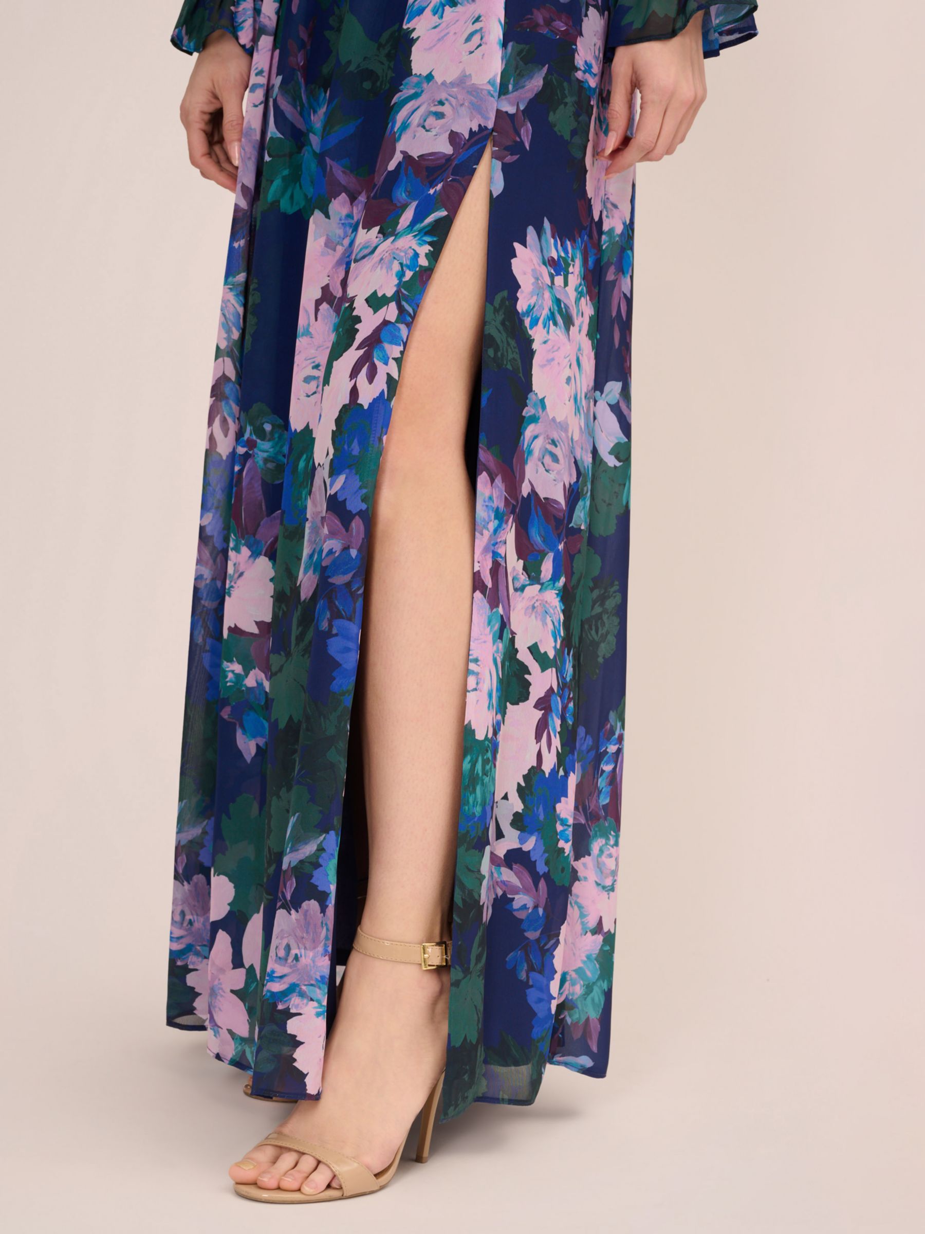 Adrianna Papell Floral Chiffon Maxi Dress Navy Multi at John