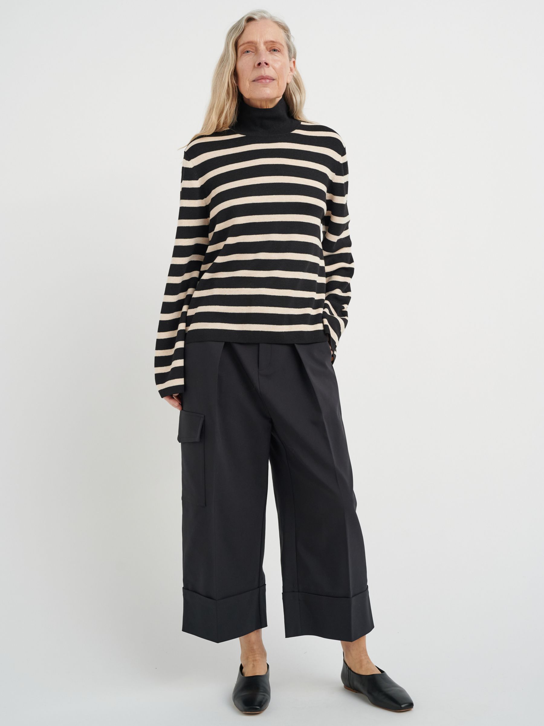 InWear Musette Pullover Stripe Jumper, Black/Sand Artwork