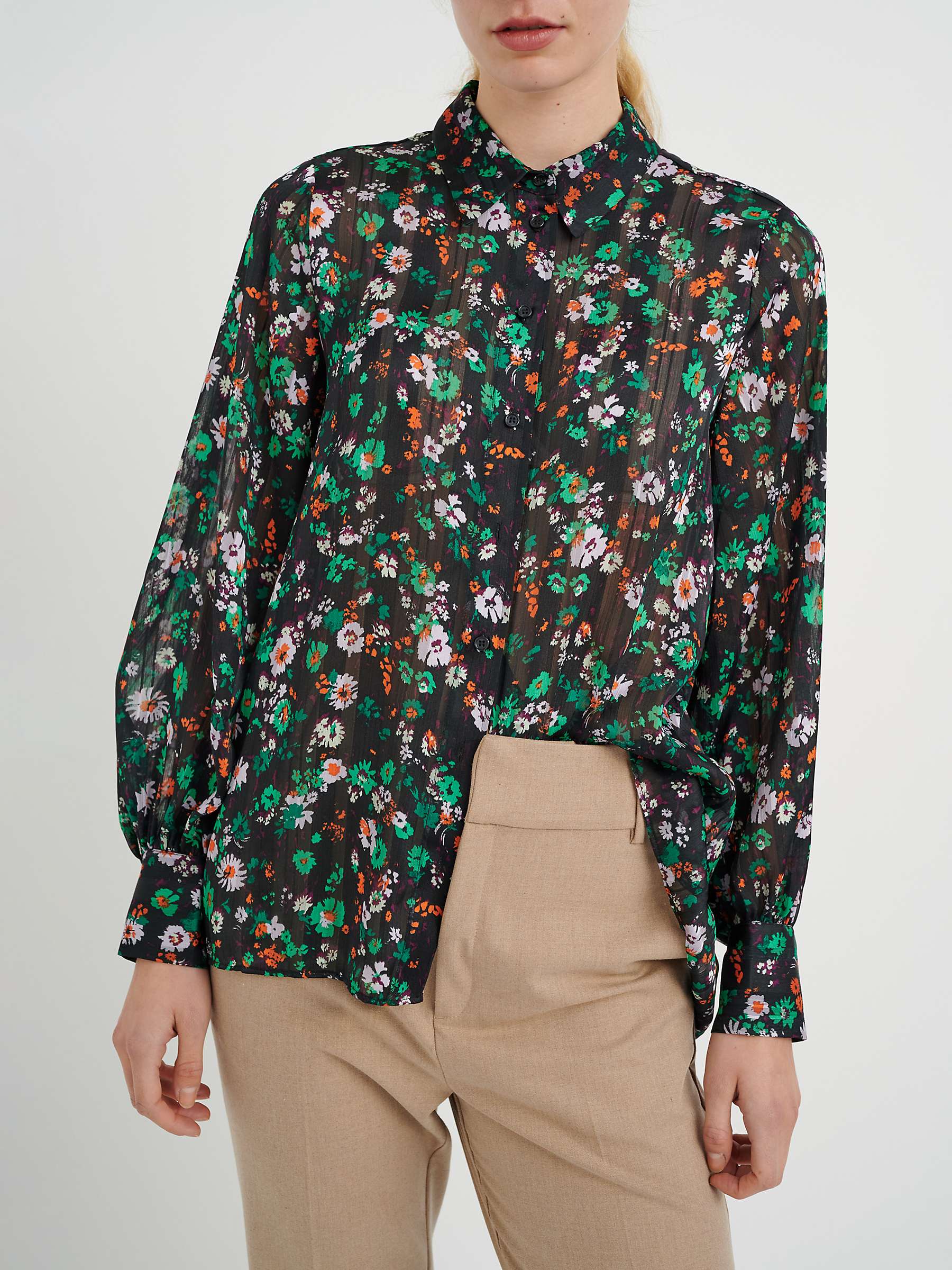 Buy InWear Secia A-Line Floral Shirt, Green Flower Online at johnlewis.com