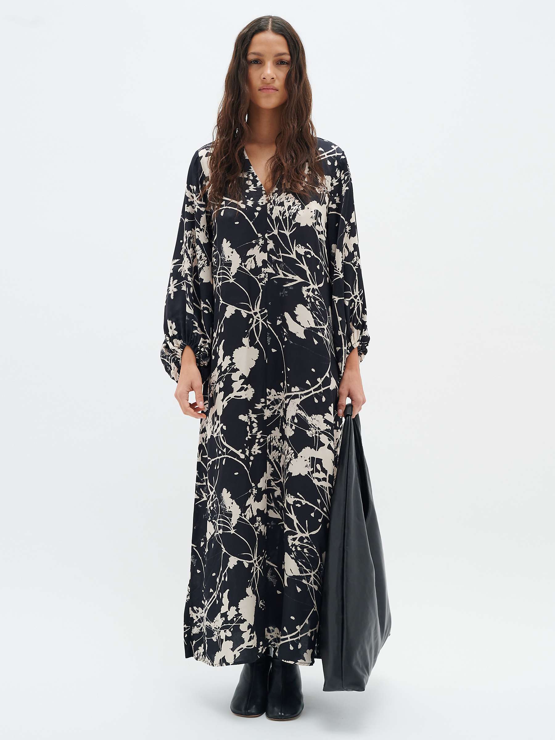 Buy InWear Selima Cropped Sleeve Floral Print Dress, Black Online at johnlewis.com