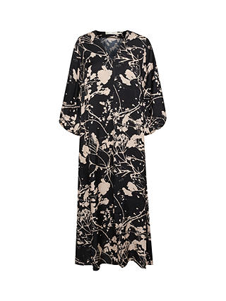 InWear Selima Cropped Sleeve Floral Print Dress, Black